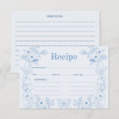 Toile de Jouy Blue Floral Vrijgezellenfeest Recept Informatiekaartje (Voorkant / Achterkant)