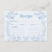 Toile de Jouy Blue Floral Vrijgezellenfeest Recept Informatiekaartje (Voorkant)