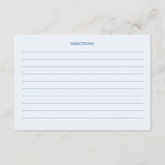 Toile de Jouy Blue Floral Vrijgezellenfeest Recept Informatiekaartje (Achterkant)