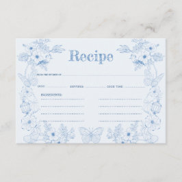 Toile de Jouy Blue Floral Vrijgezellenfeest Recept Informatiekaartje
