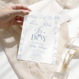 Toile De Jouy Blue Nursery Boy Baby shower Kaart