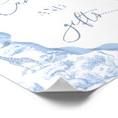 Toile de Jouy Blue Safari Dieren Kaarten en gesche Poster (Hoek)