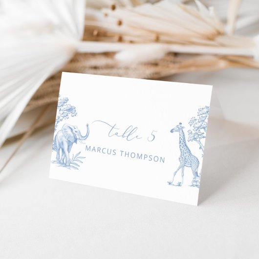 Toile de Jouy Blue Safari dieren kaarten plaatsen