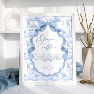 Toile de Jouy Blue Safari Dieren Luier Raffle Poster