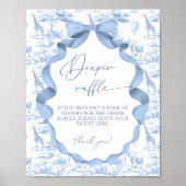 Toile de Jouy Blue Safari Dieren Luier Raffle Poster (Voorkant)