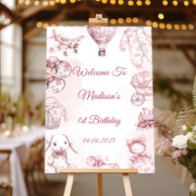 Toile de Jouy Blue verjaardagsfeest welkomstbord