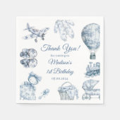 Toile de Jouy Blue verjaardagsfeestje Servet (Voorkant)