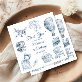 Toile de Jouy Blue verjaardagsfeestje Servet