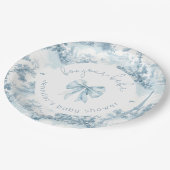 Toile de Jouy Bonjour bebe bow Baby shower Papieren Bordje (Gekanteld)