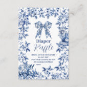 Toile De Jouy Bow Baby shower Diapper Raffle Informatiekaartje (Voorkant)