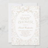 Toile De Jouy Bow Baby shower neutraal Kaart (Voorkant)