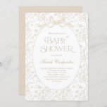 Toile De Jouy Bow Baby shower neutraal Kaart<br><div class="desc">Toile De Jouy Baby shower met boog voor een genderneutraal baby shower</div>