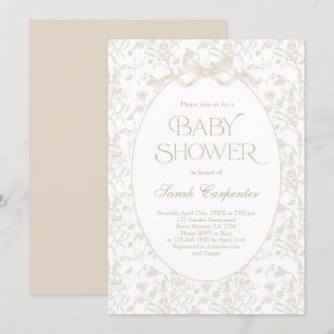 Toile De Jouy Bow Baby shower neutraal Kaart