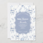 Toile De Jouy Bow Beer Baby shower Kaart (Voorkant)