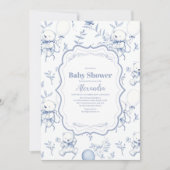 Toile De Jouy Bow Beer Baby shower Kaart (Voorkant)