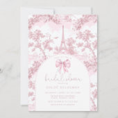 Toile de Jouy Bridal shower French Pink Bow Paris Kaart (Voorkant)