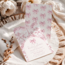 Toile de Jouy Bruiloftsborrel Franse Roze Strik Pa