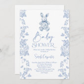 Toile De Jouy Bunny Baby shower Boy Kaart (Voorkant / Achterkant)