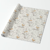Toile de Jouy Bunny & Carrot Delight Pasen Cadeaupapier (Uitgerold)