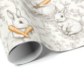 Toile de Jouy Bunny & Carrot Delight Pasen Cadeaupapier (Rol Hoek)