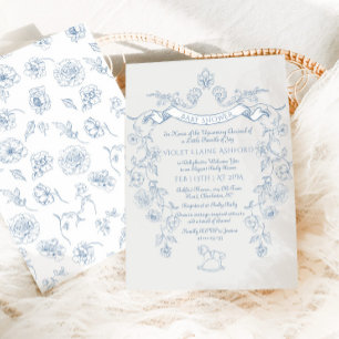 Toile de Jouy  Chinoiserie baby shower Kaart