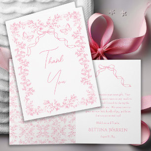 Toile de Jouy Chinoiserie Vlinders Baby Shower Bedankkaart
