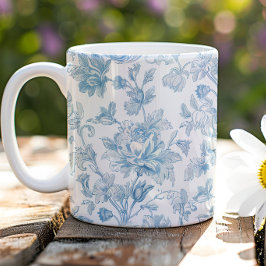 Toile-de-jouy Chinoiserieën Blauw Bloemmotief Koffiemok