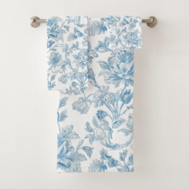 Toile-de-jouy Chinoiserieën Blauwe Bloempatroon Bad Handdoek