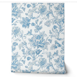 Toile-de-jouy Chinoiserieën Blauwe Bloempatroon Behang