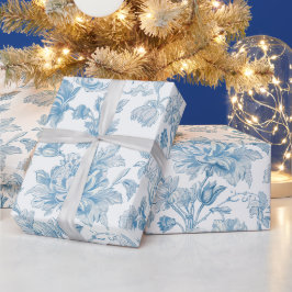 Toile-de-jouy Chinoiserieën Blauwe Bloempatroon Cadeaupapier