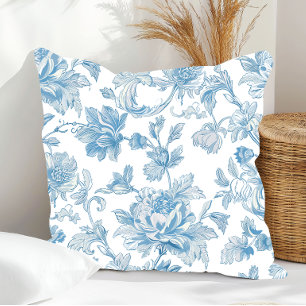 Toile-de-jouy Chinoiserieën Blauwe Bloempatroon Kussen