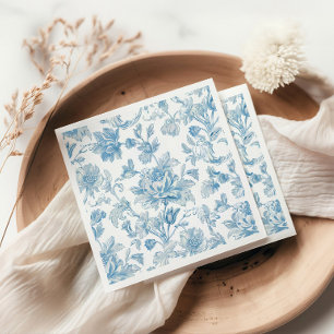 Toile-de-jouy Chinoiserieën Blauwe Bloempatroon Servet