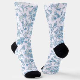 Toile-de-jouy Chinoiserieën Blauwe Bloempatroon Sokken