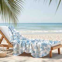 Toile-de-jouy Chinoiserieën Blauwe Bloempatroon Strandlaken