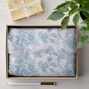 Toile-de-jouy Chinoiserieën Blauwe Bloempatroon Tissuepapier