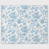 Toile-de-jouy Chinoiseries Blue Floral Pattern Cadeaupapier (Vlak)
