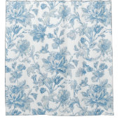 Toile-de-jouy Chinoiseries Blue Floral Pattern Douchegordijn (Voorkant)