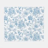 Toile-de-jouy Chinoiseries Blue Floral Pattern Fleece Deken (Voorkant (Horizontaal))