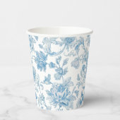 Toile-de-jouy Chinoiseries Blue Floral Pattern Papieren Bekers (Links)