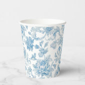 Toile-de-jouy Chinoiseries Blue Floral Pattern Papieren Bekers (Rechts)