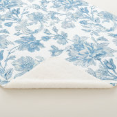 Toile-de-jouy Chinoiseries Blue Floral Pattern Sherpa Deken (3/4)