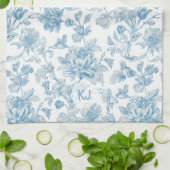 Toile-de-jouy Chinoiseries Blue Floral Pattern Theedoek (Gevouwen)