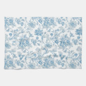 Toile-de-jouy Chinoiseries Blue Floral Pattern Theedoek (Horizontaal)