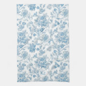 Toile-de-jouy Chinoiseries Blue Floral Pattern Theedoek (Verticaal)