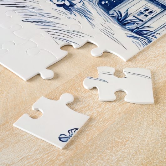 Toile de Jouy Countryside Seamless Pattern Legpuzzel (Zijkant)