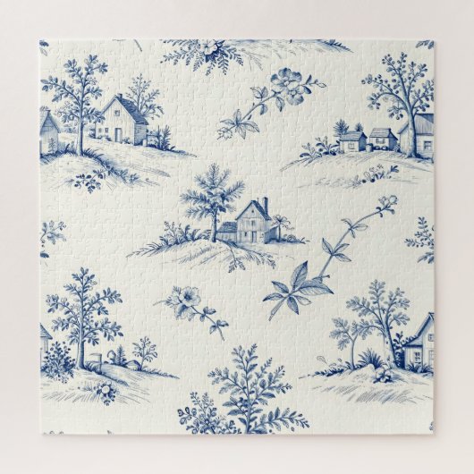 Toile de Jouy Countryside Seamless Pattern Legpuzzel (Verticaal)