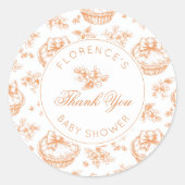 Toile de Jouy Cutie Pie baby shower bedankt Ronde Sticker (Voorkant)
