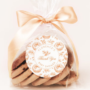 Toile de Jouy Cutie Pie babyshower bedankje Ronde Sticker