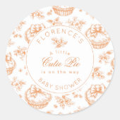 Toile de Jouy Cutie Pie genderneutraal bedankt Ronde Sticker (Voorkant)