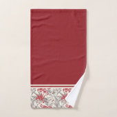 Toile de Jouy Diep Rood en Grijs Bloemlelies Bad Handdoek (Handdoek)